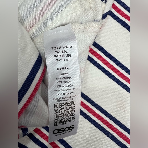 ASOS Design Tall Full Length Wide Straight Leg Striped Jeans Size 26x36 - Picture 8 of 10